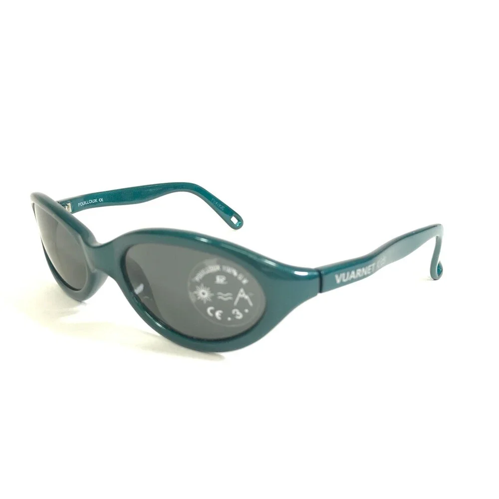 Vuarnet Kids Sunglasses B400 Green Round Frames with Gray Lenses 50-18-110